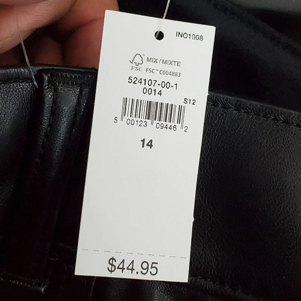 GAP Girls Skirt 14 (13-14Y) Black Mini Faux Leather Skater Grunge NWT